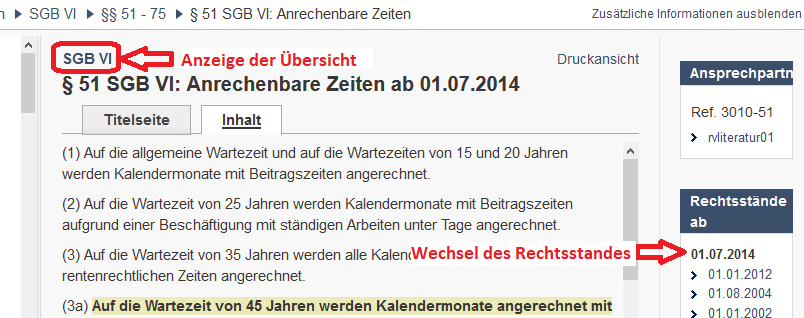 Navigation in Gesetzen Navigation in Gesetzen